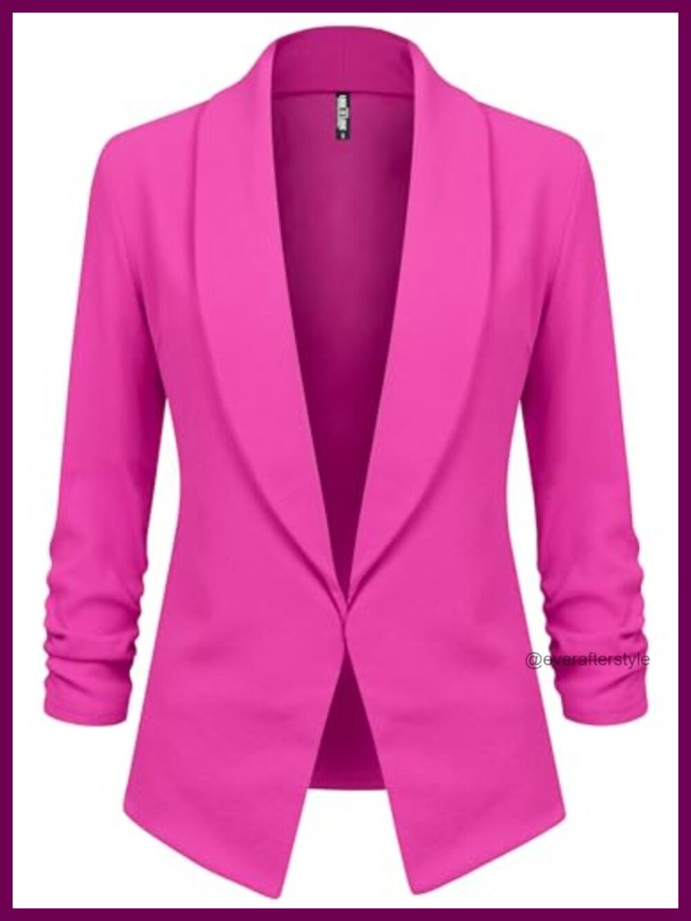 Women's Shawl Collar Blazer Open Front 3/4 Sleeve Work Office Cardigan Jacket